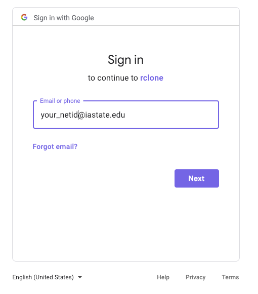 Google Sign-in Page