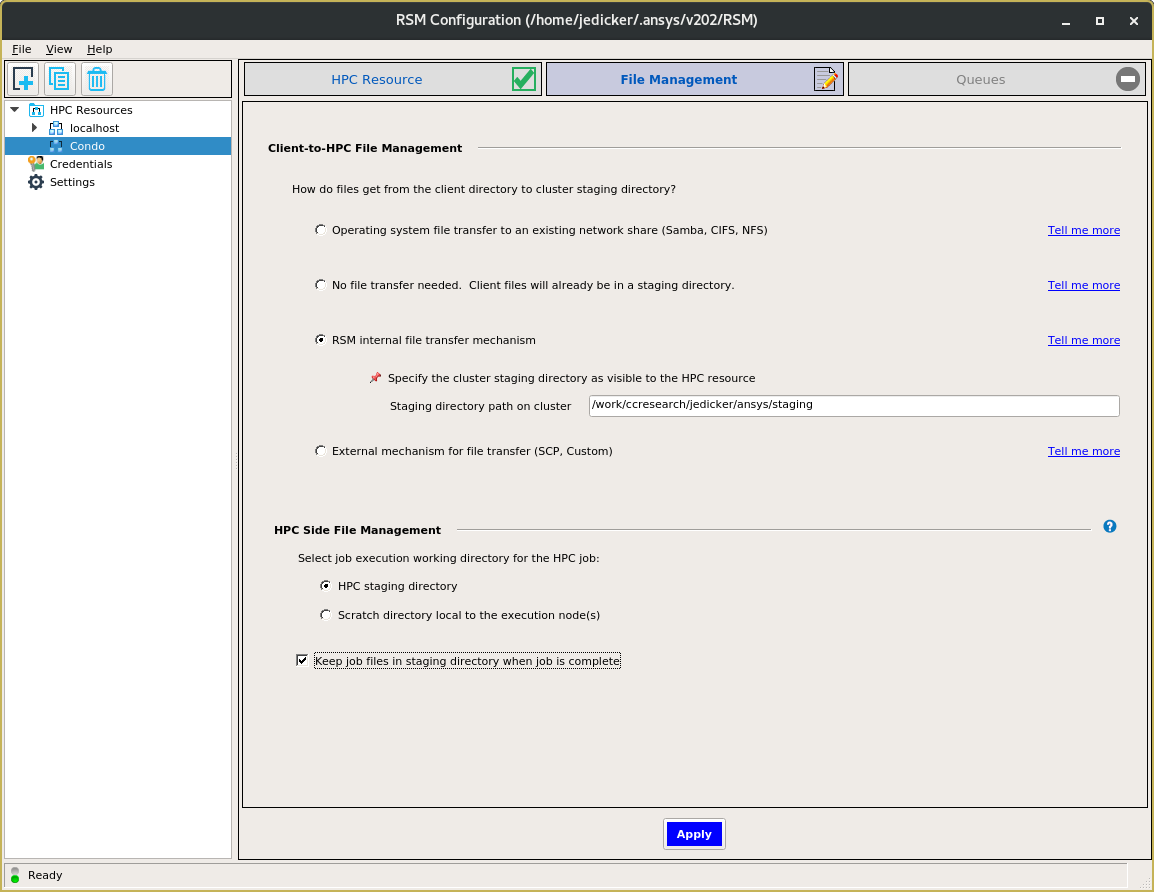 Sample File Management settings